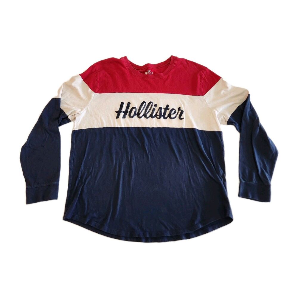 Hollister Y2K Style Colorblock Rugby Style Crewneck Long Sleeve Men SZ Large